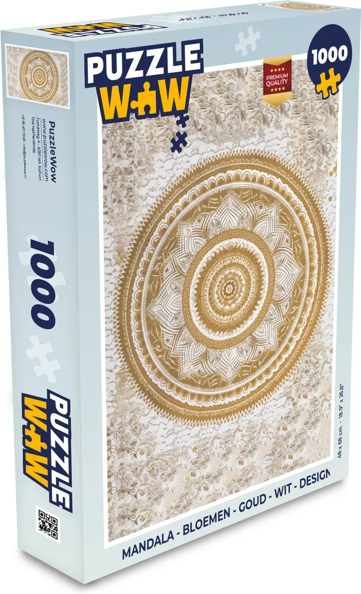 PuzzleWow Mandala Bloemen Legpuzzel 1000 Stuks - Multicolor