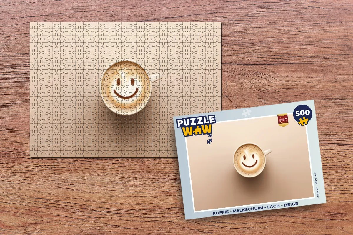 PuzzleWow Lach Koffie Puzzel 500 Stuks - Beige