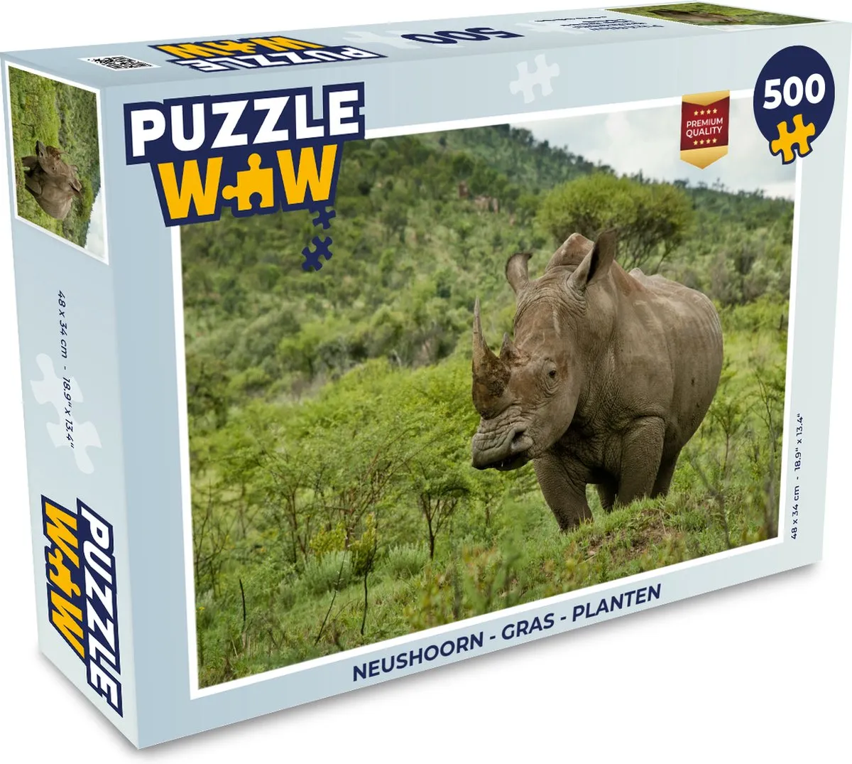 PuzzleWow Neushoorn Legpuzzel 500 Stuks