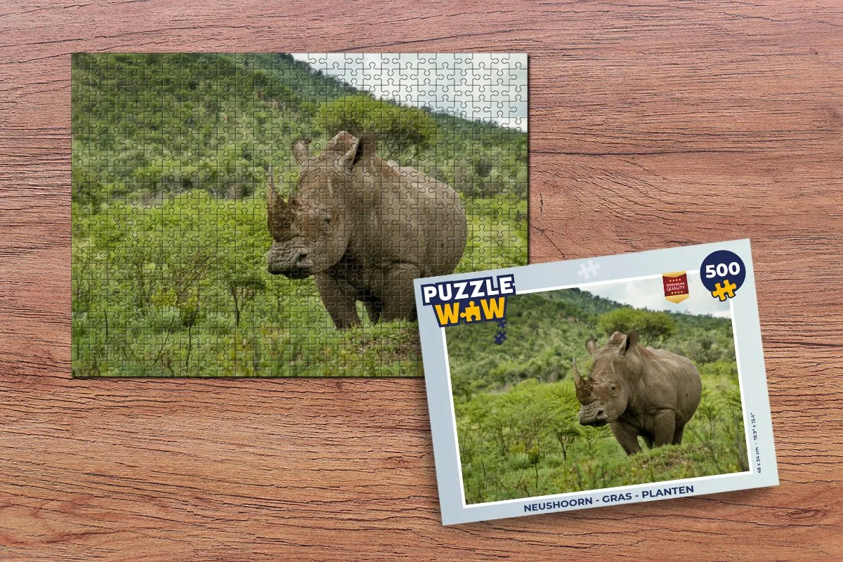 PuzzleWow Neushoorn Legpuzzel 500 Stuks - Multicolor