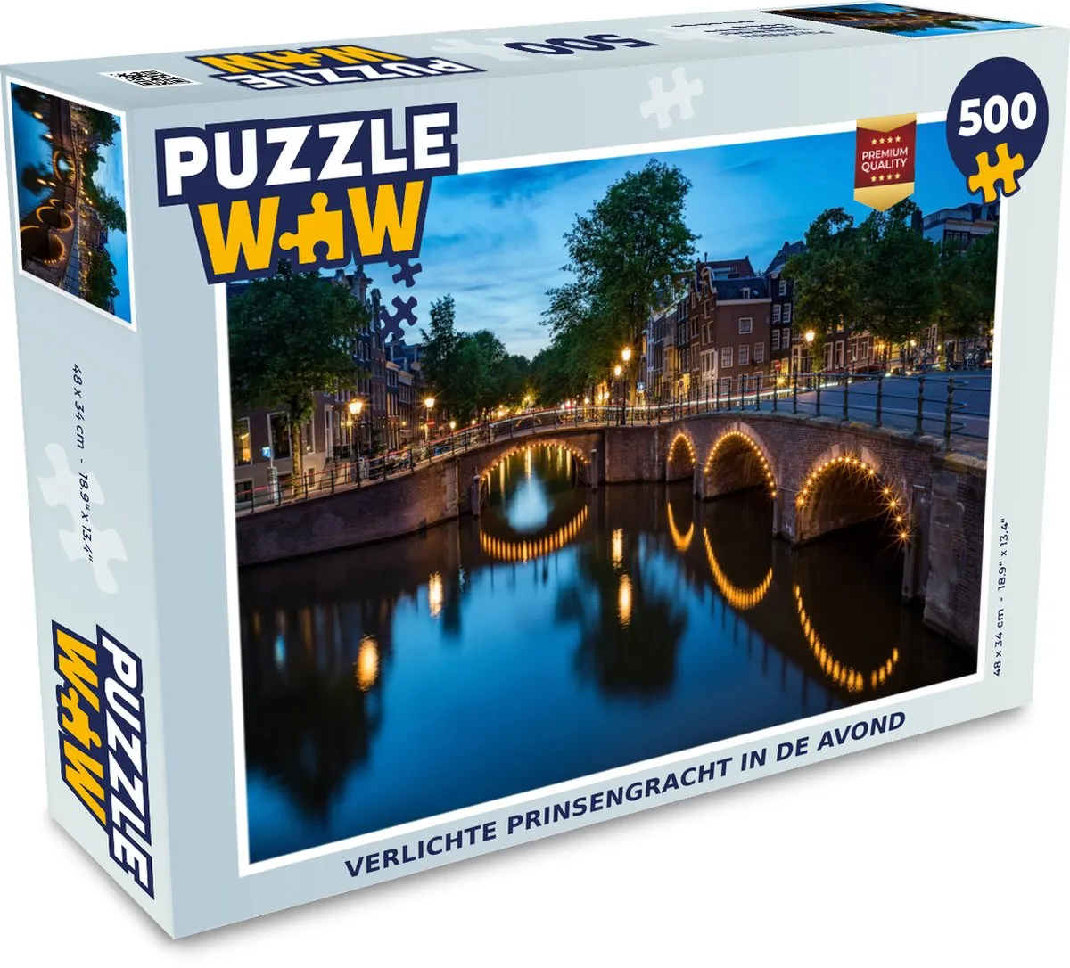 PuzzleWow Verlichte Prinsengracht Avond Legpuzzel 500 Stuks