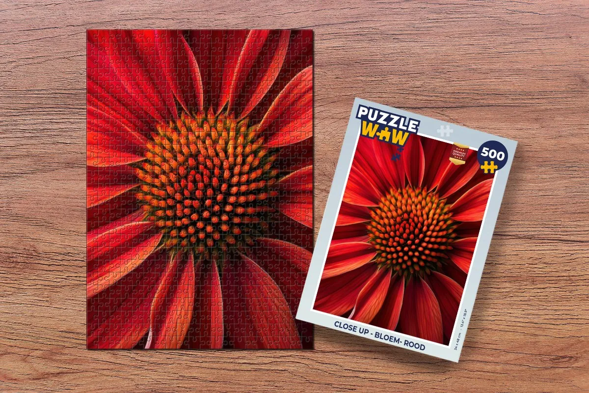 PuzzleWow Close Up Bloem Rood Legpuzzel 500 Stuks