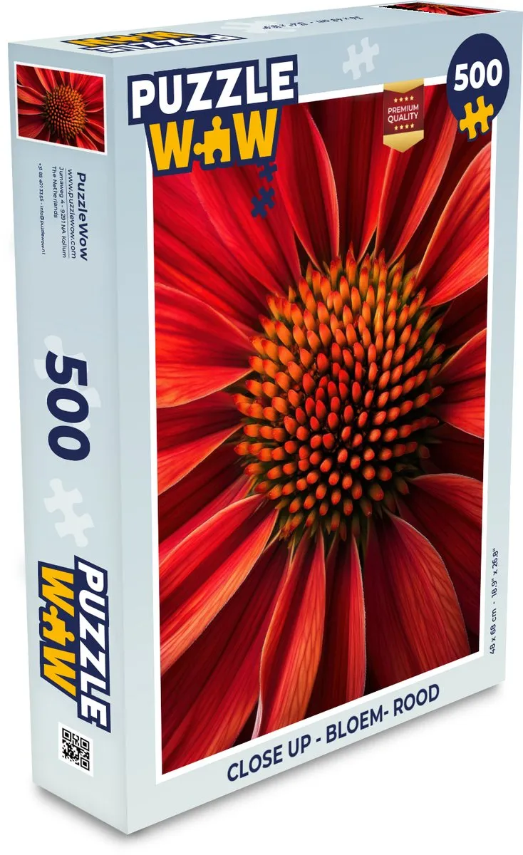 PuzzleWow Close Up Bloem Rood Legpuzzel 500 Stuks