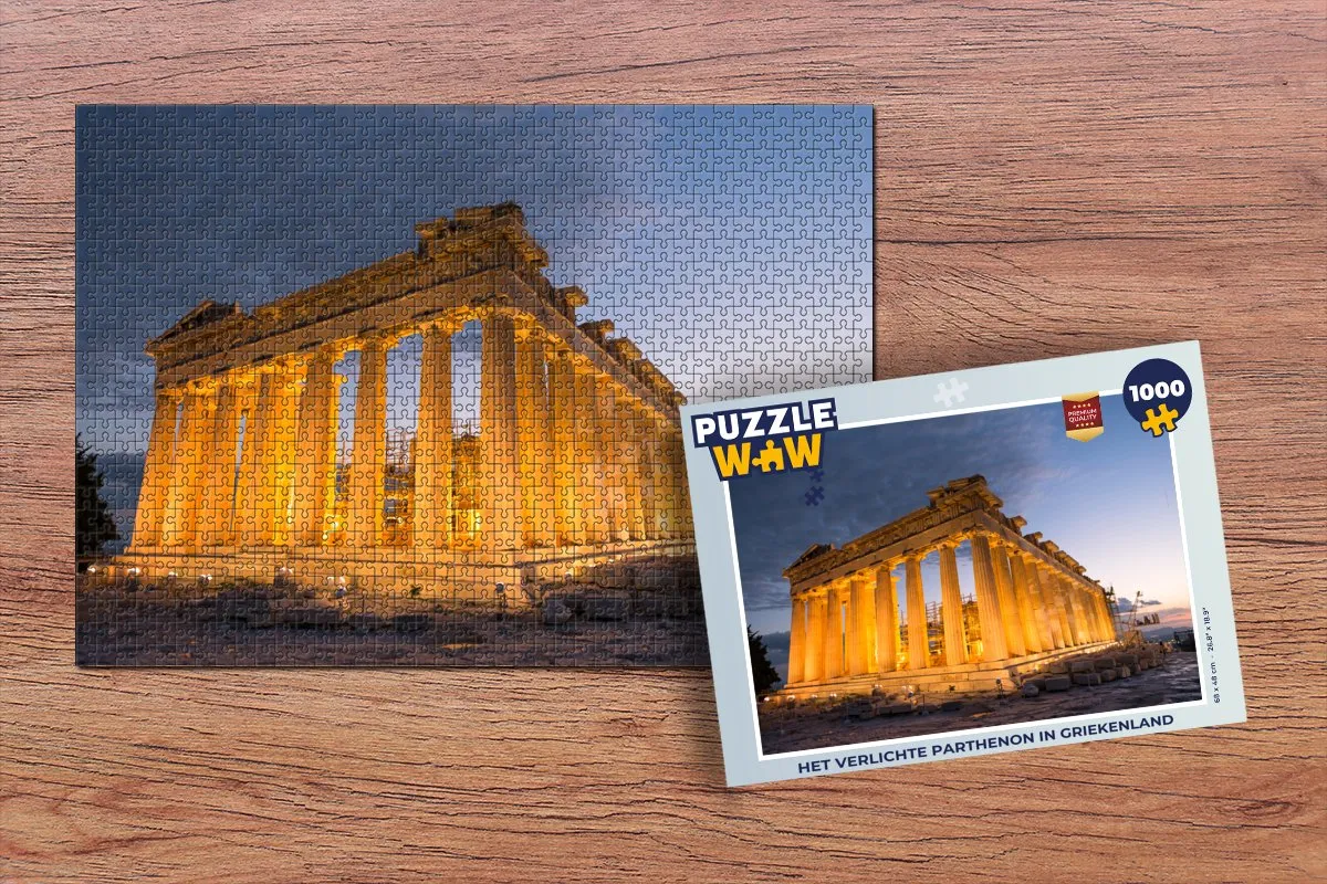 PuzzleWow Het Verlichte Parthenon Legpuzzel 1000 Stuks - Multicolor
