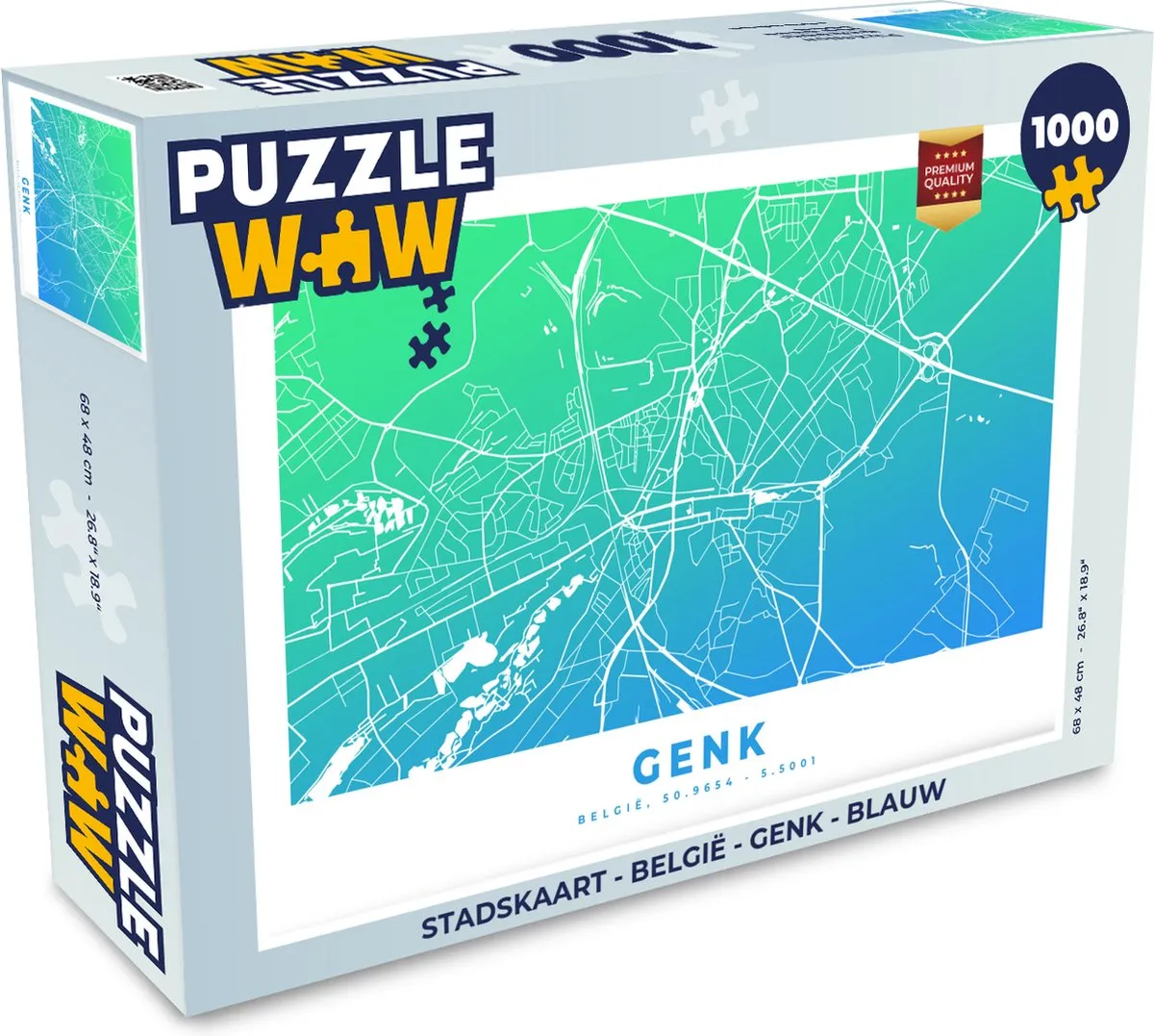 PuzzleWow Stadskaart België Genk Legpuzzel 1000 Stuks