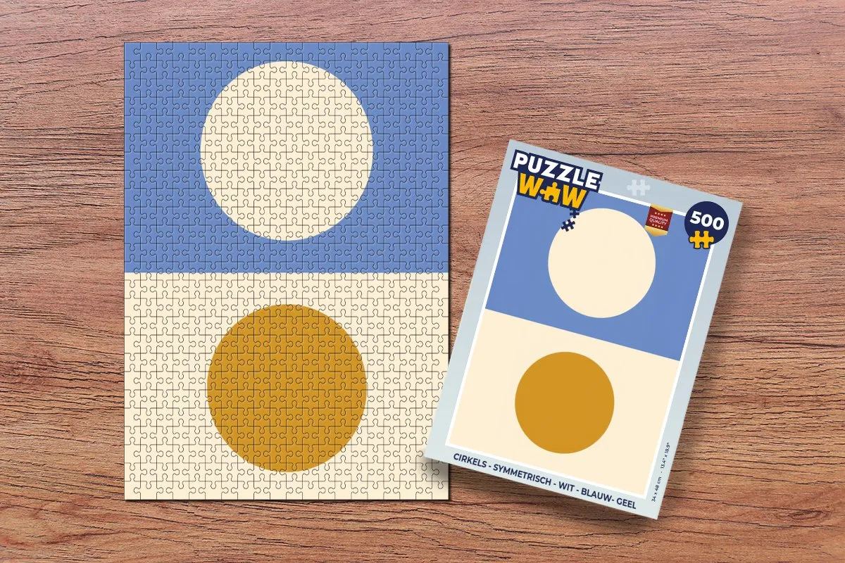 PuzzleWow Cirkels Symmetrisch Legpuzzel 500 Stuks - Wit/Blauw/Geel