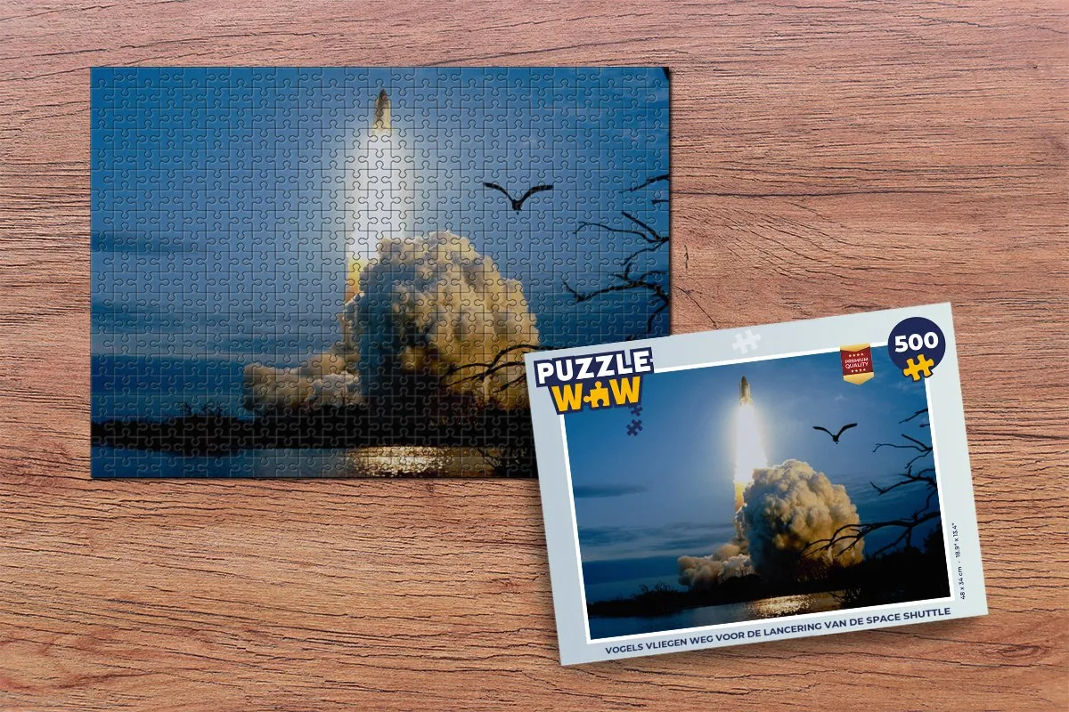 PuzzleWow Vogels vliegen weg Space Shuttle Legpuzzel 500 Stuks - Multicolor