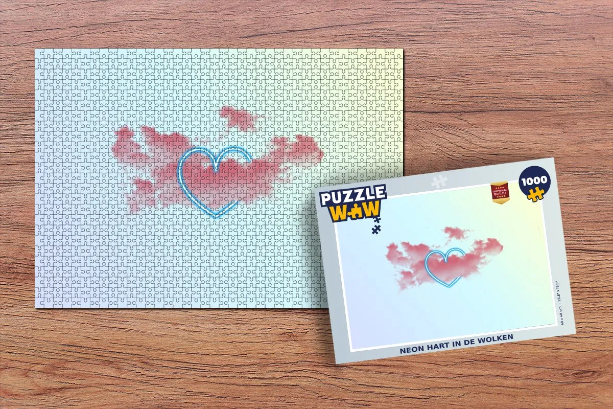 PuzzleWow Neon Hart In De Wolken Legpuzzel 1000 Stuks