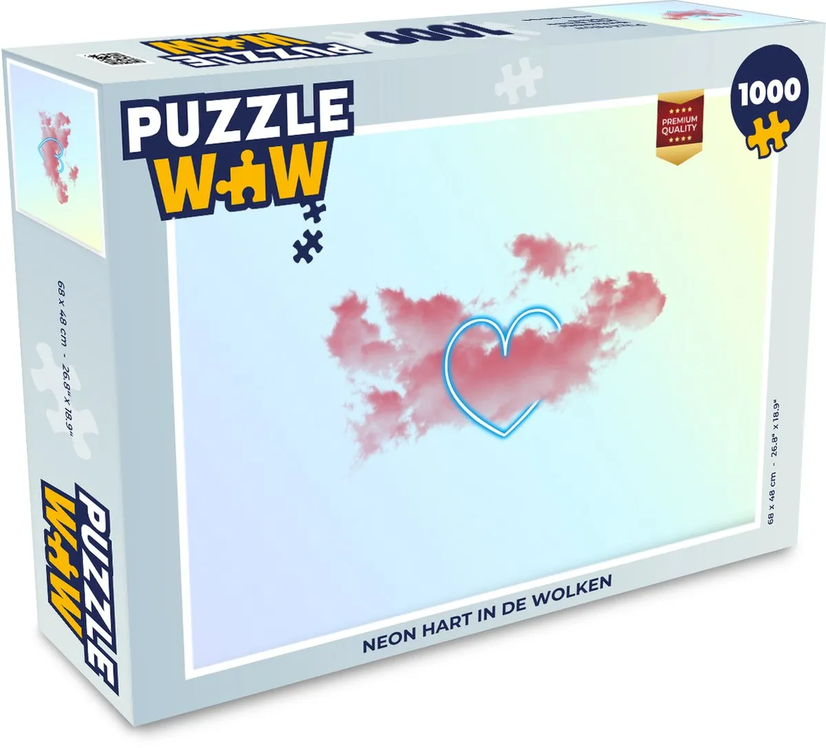 PuzzleWow Neon Hart In De Wolken Legpuzzel 1000 Stuks - Multicolor