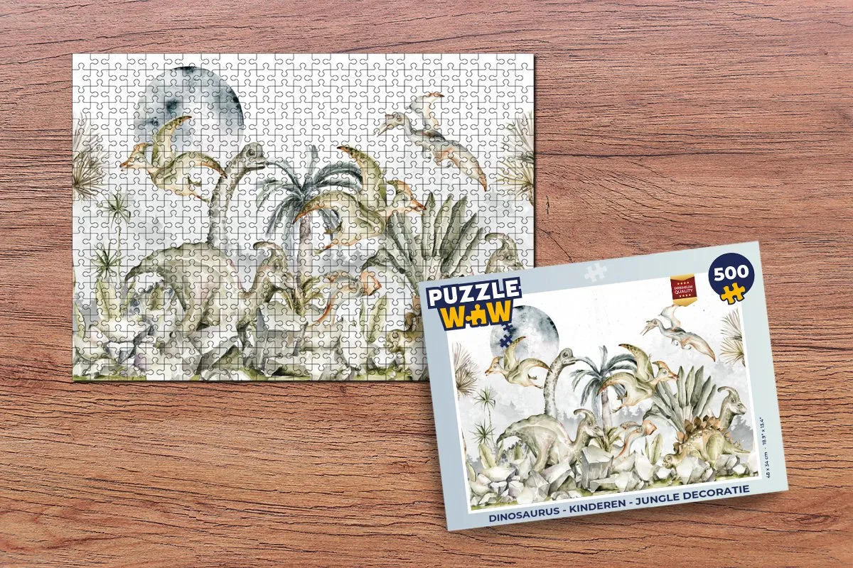 PuzzleWow Dinosaurus Puzzel 500 Stuks - Multicolor
