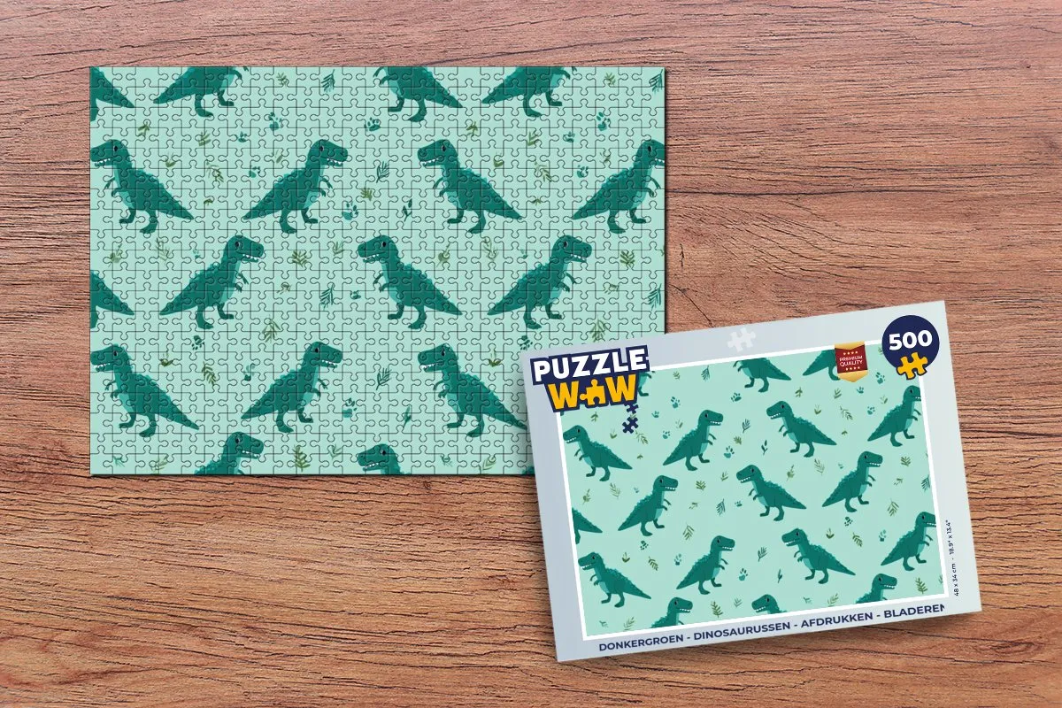PuzzleWow Dinosaurussen Legpuzzel 500 Stuks - Donkergroen