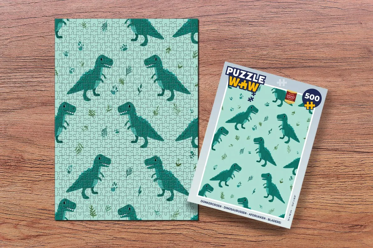 PuzzleWow Dinosaurussen Legpuzzel 500 Stuks - Donkergroen