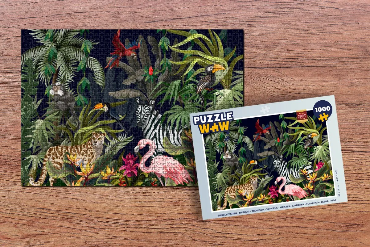PuzzleWow Jungle Dieren Legpuzzel 1000 Stuks - Multicolor
