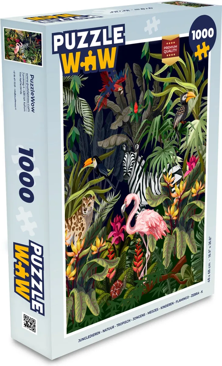 PuzzleWow Jungle Dieren Legpuzzel 1000 Stuks - Multicolor