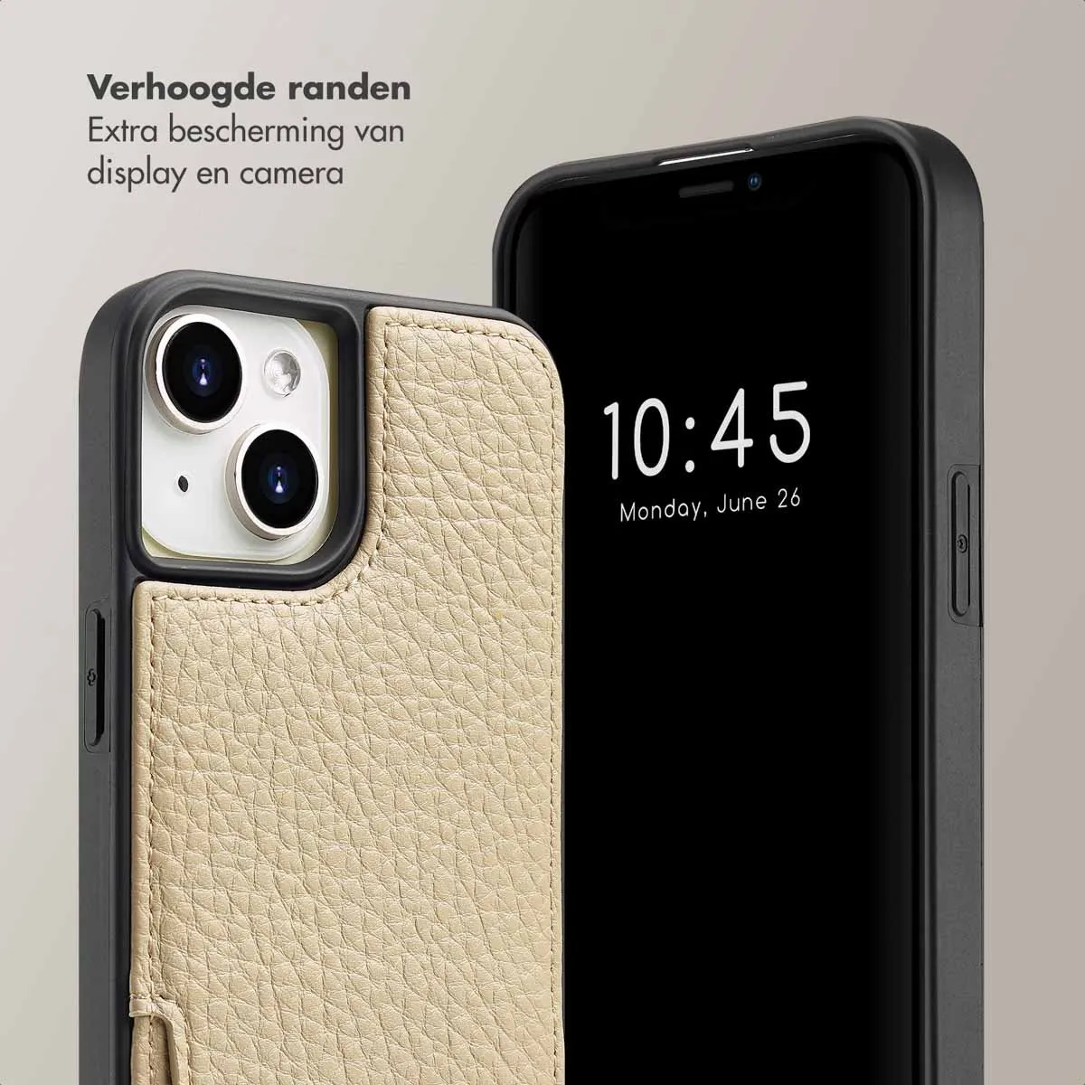 Selencia Hoesje iPhone 15 Beige - 2 Pasjes