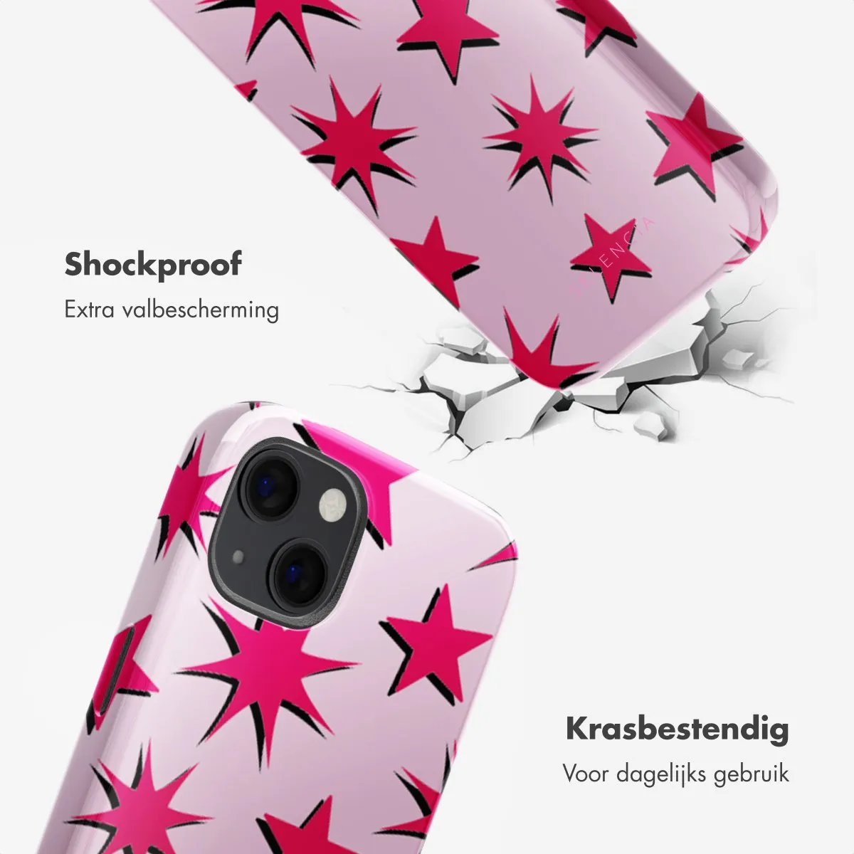 Selencia Hoesje iPhone 13 Stars Rubine Red Light Pink - MagSafe