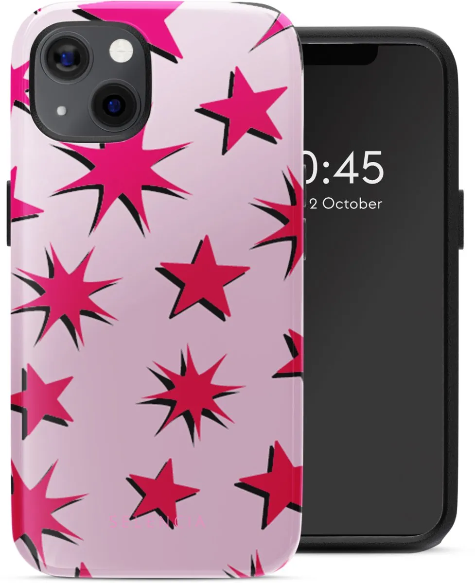 Selencia Hoesje iPhone 13 Stars Rubine Red Light Pink
