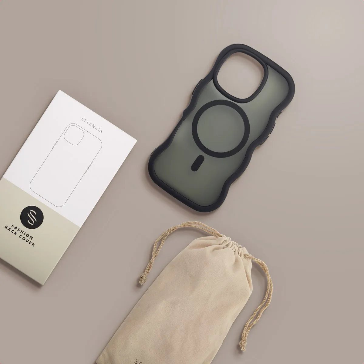 Selencia Wavy Case iPhone 16 Pro - Zwart