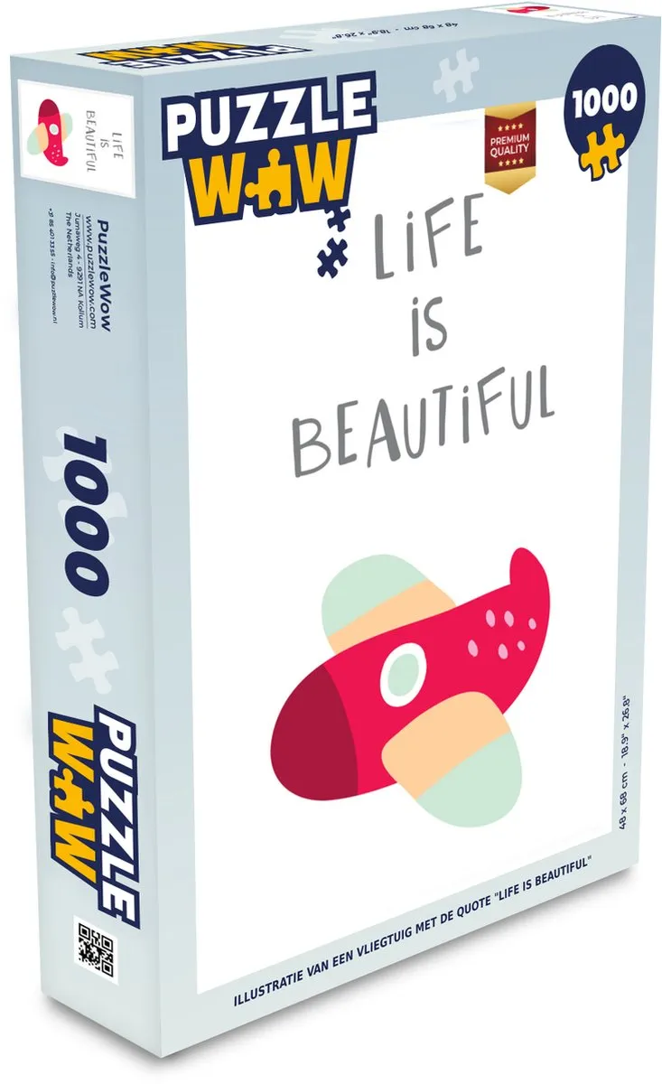 PuzzleWow Legpuzzel 1000 Stuks - 'Life is beautiful' - Multicolor