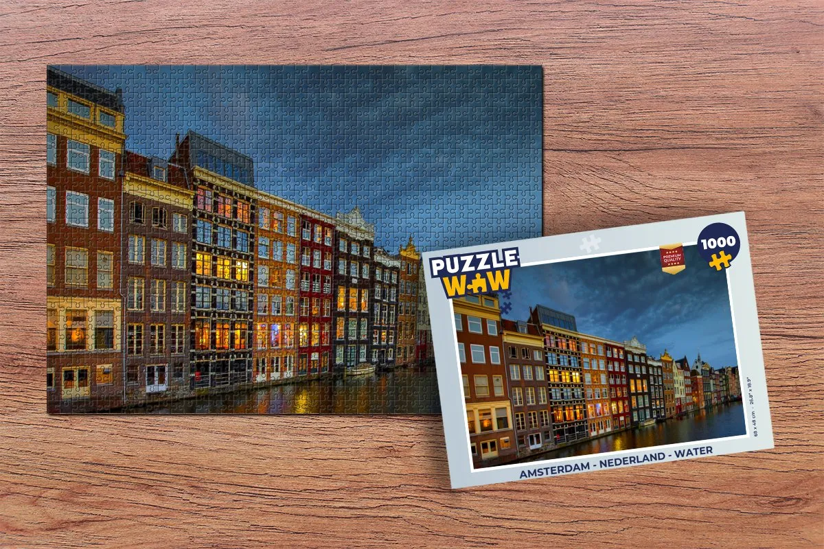 PuzzleWow Amsterdam Water Legpuzzel 1000 Stuks - Multicolor