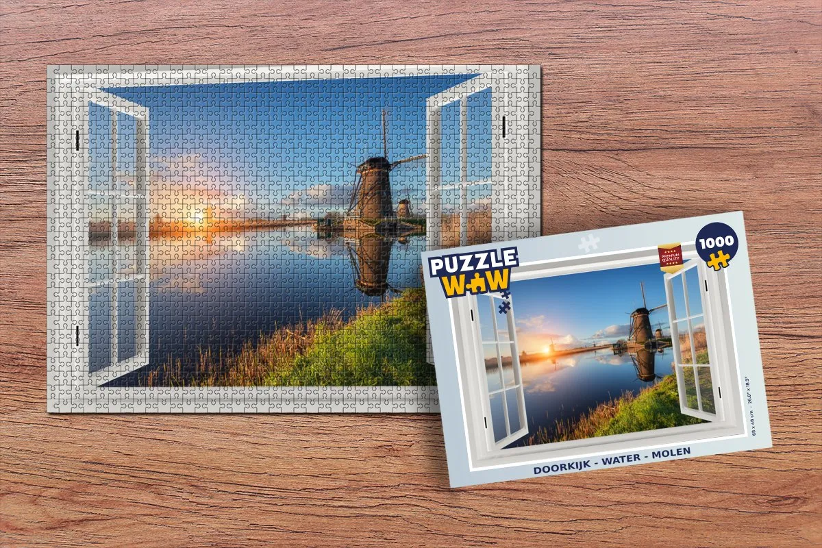 PuzzleWow Doorkijk Water Molen Legpuzzel 1000 Stuks - Multicolor