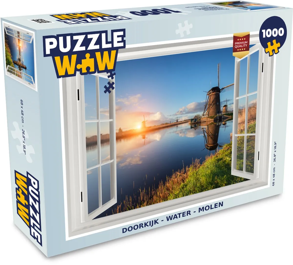 PuzzleWow Doorkijk Water Molen Legpuzzel 1000 Stuks