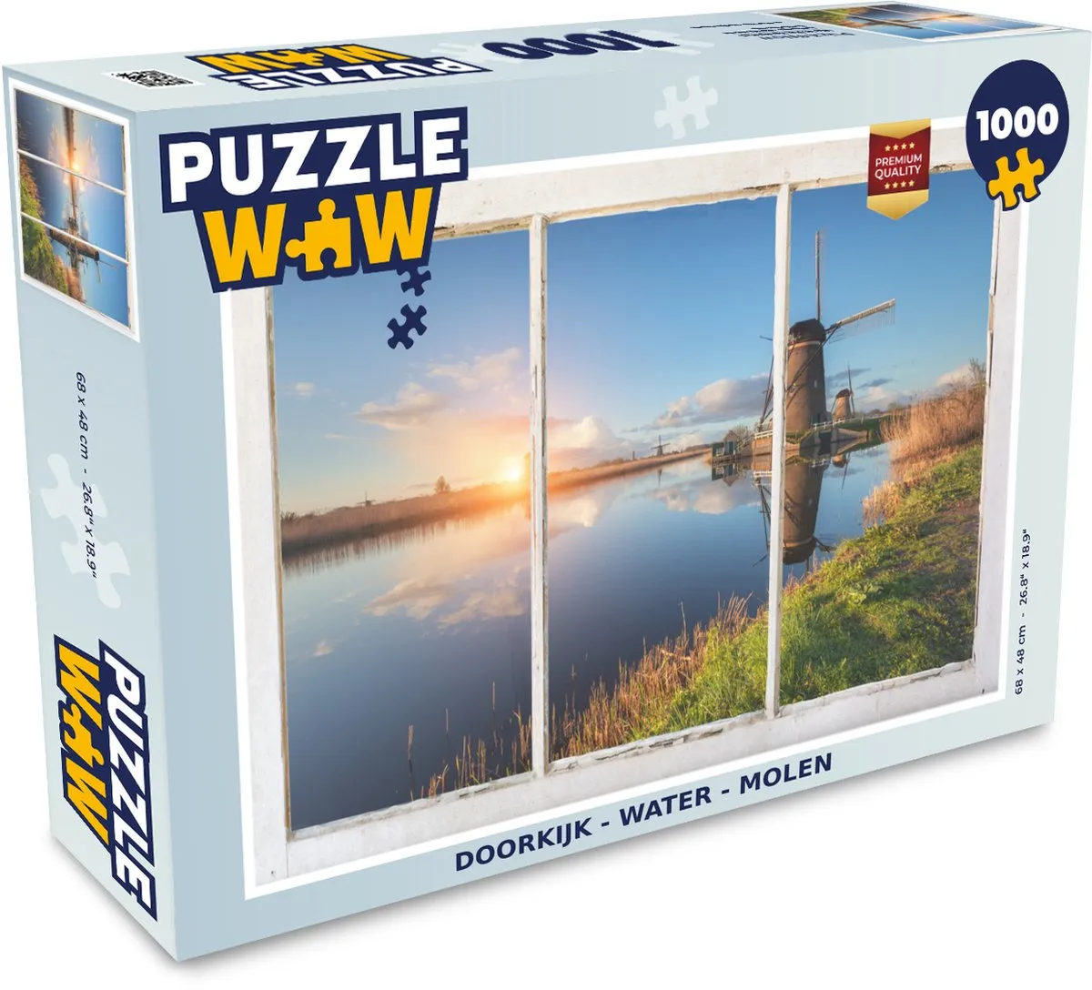PuzzleWow Doorkijk Water Molen Legpuzzel 1000 Stuks - Multicolor