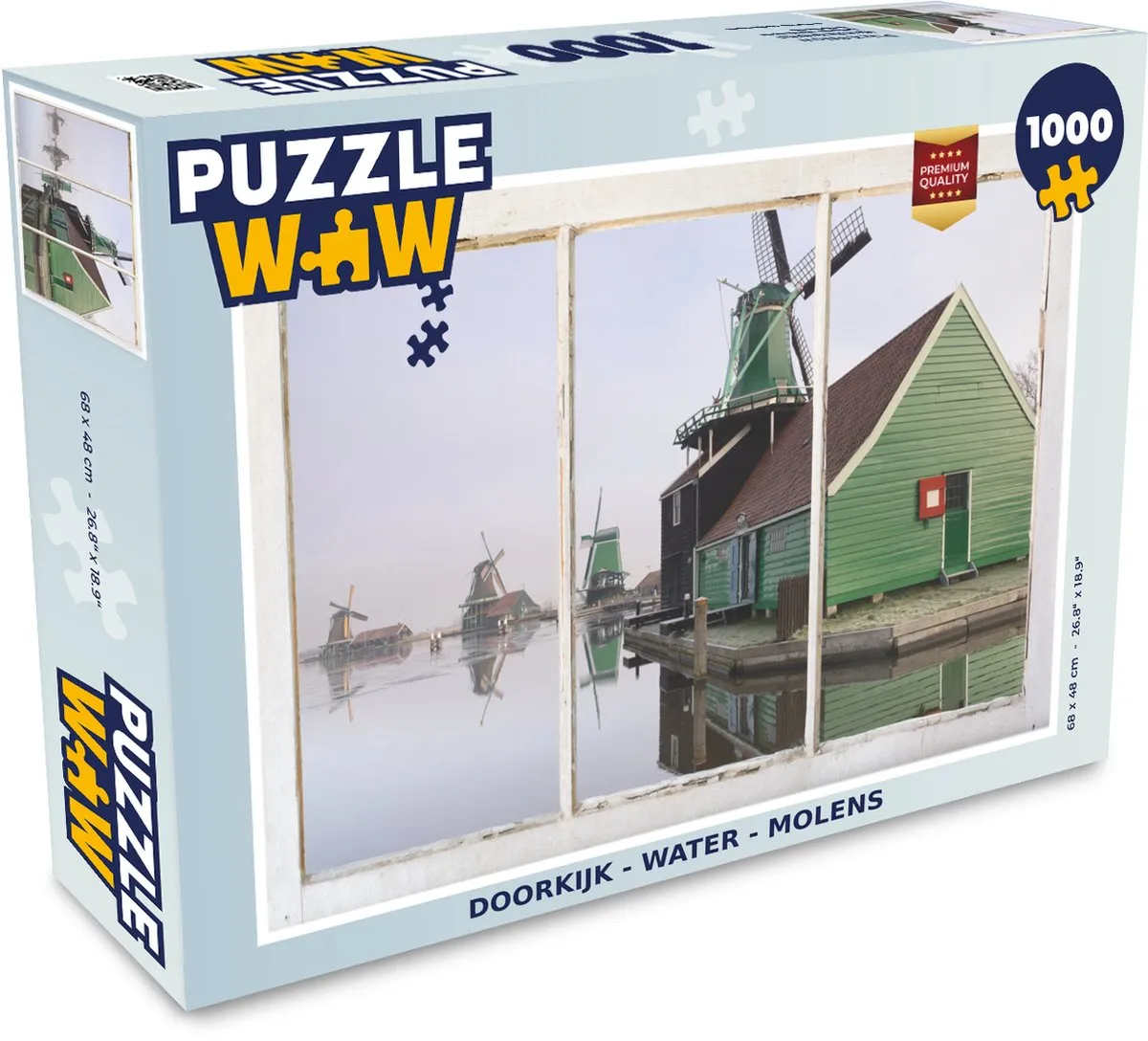 PuzzleWow Doorkijk Water Molen Legpuzzel 1000 Stuks - Multicolor