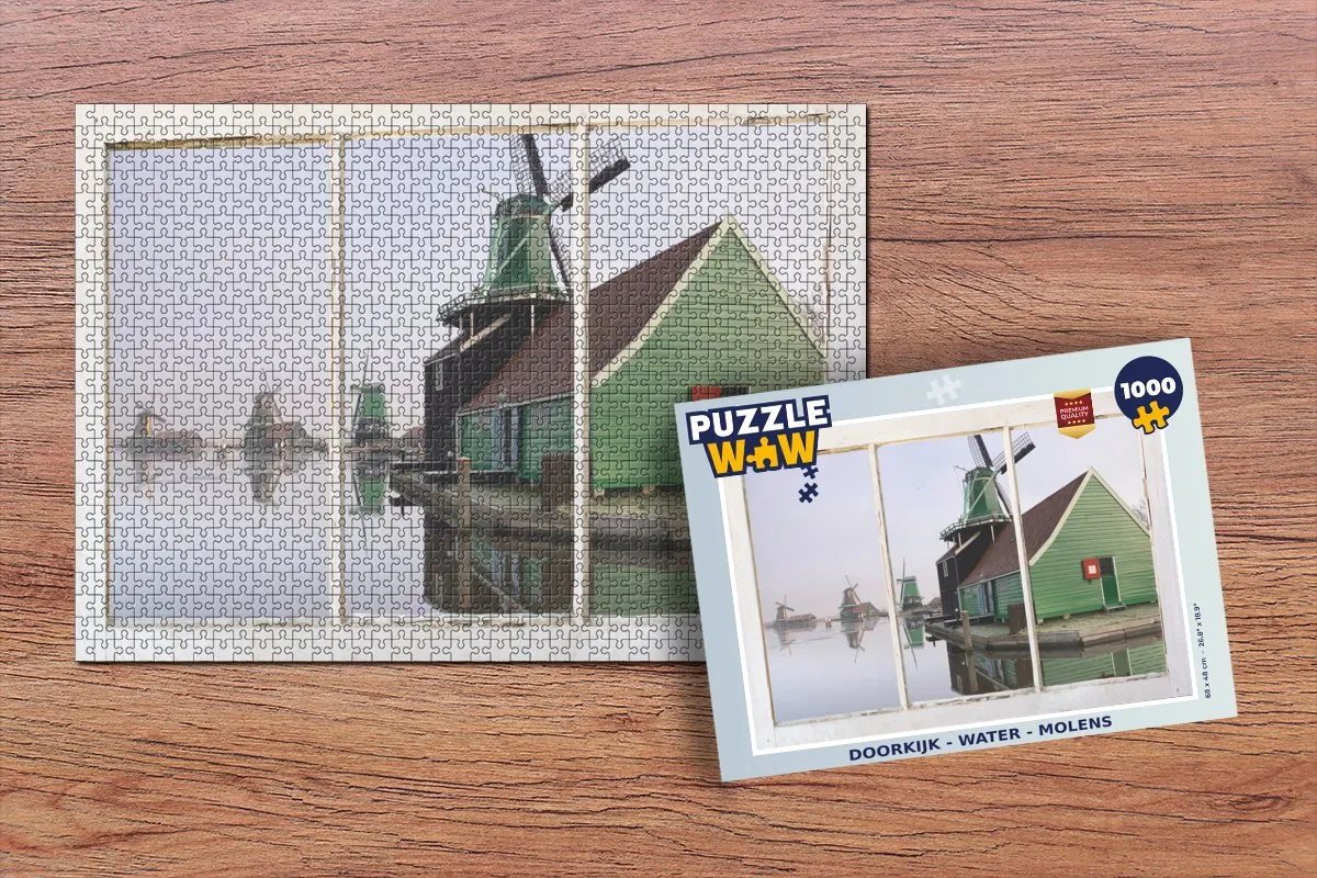 PuzzleWow Doorkijk Water Molen Legpuzzel 1000 Stuks - Multicolor