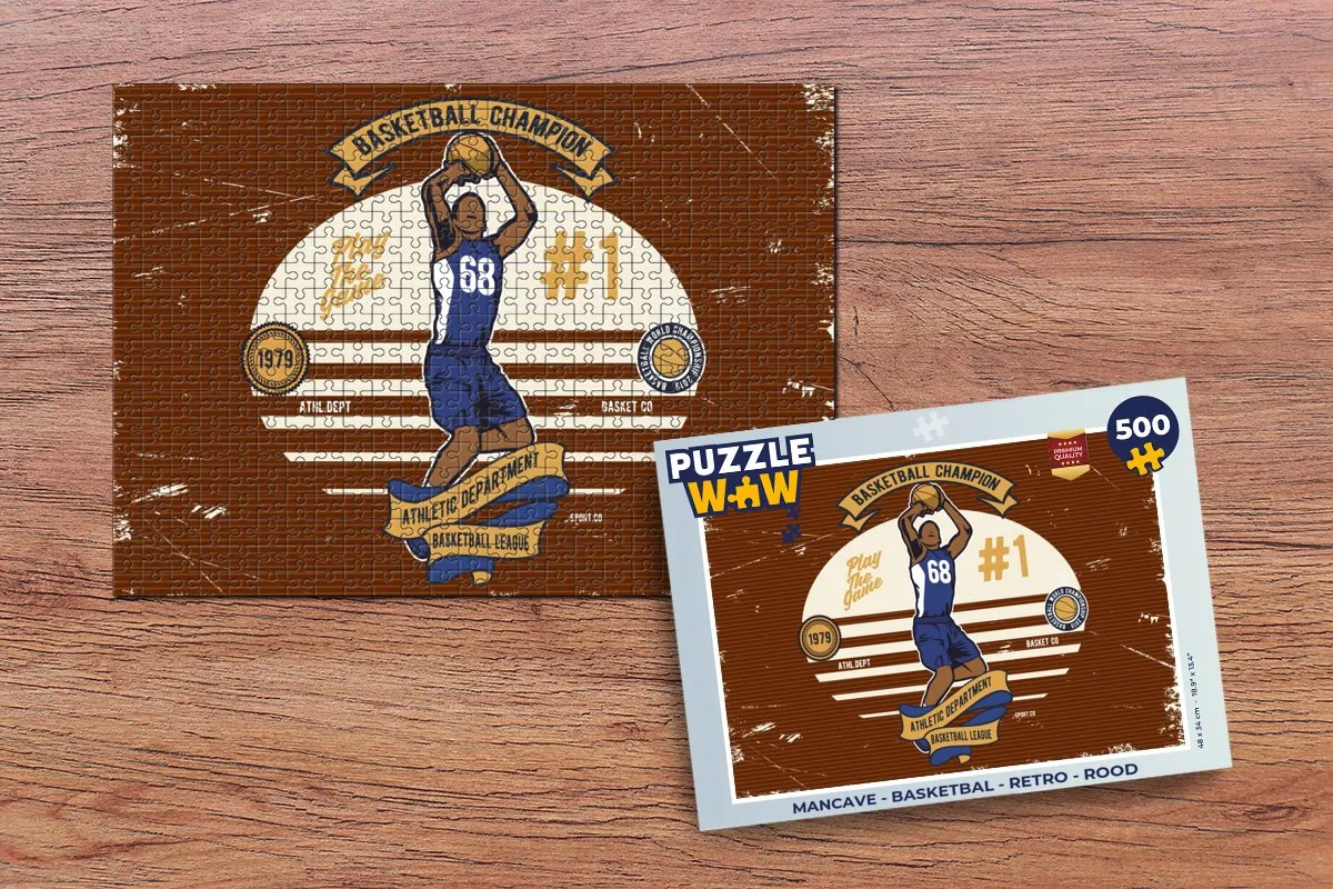 PuzzleWow Mancave Basketbal Retro Legpuzzel 500 Stuks - Multicolor