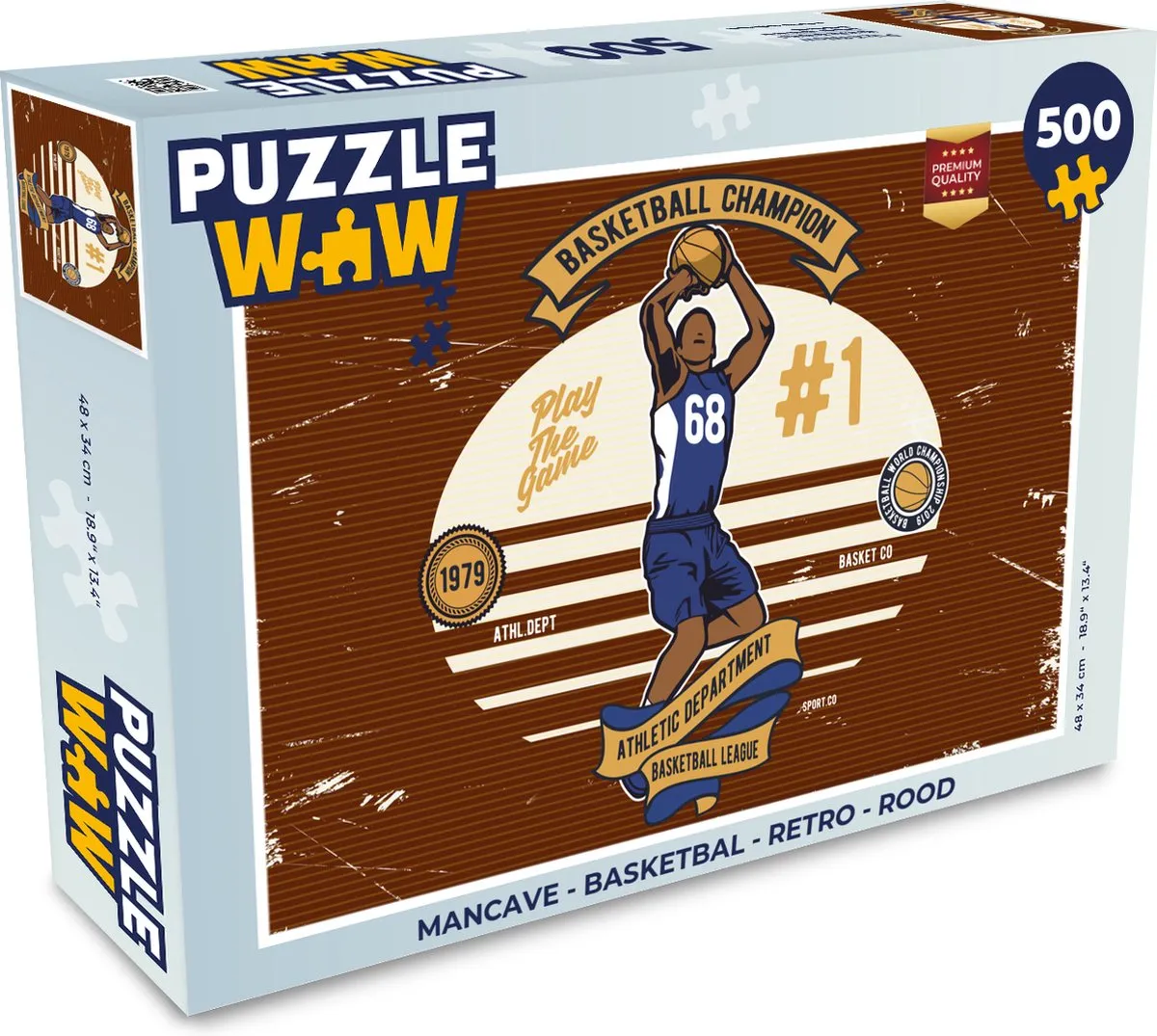 PuzzleWow Mancave Basketbal Retro Legpuzzel 500 Stuks - Multicolor