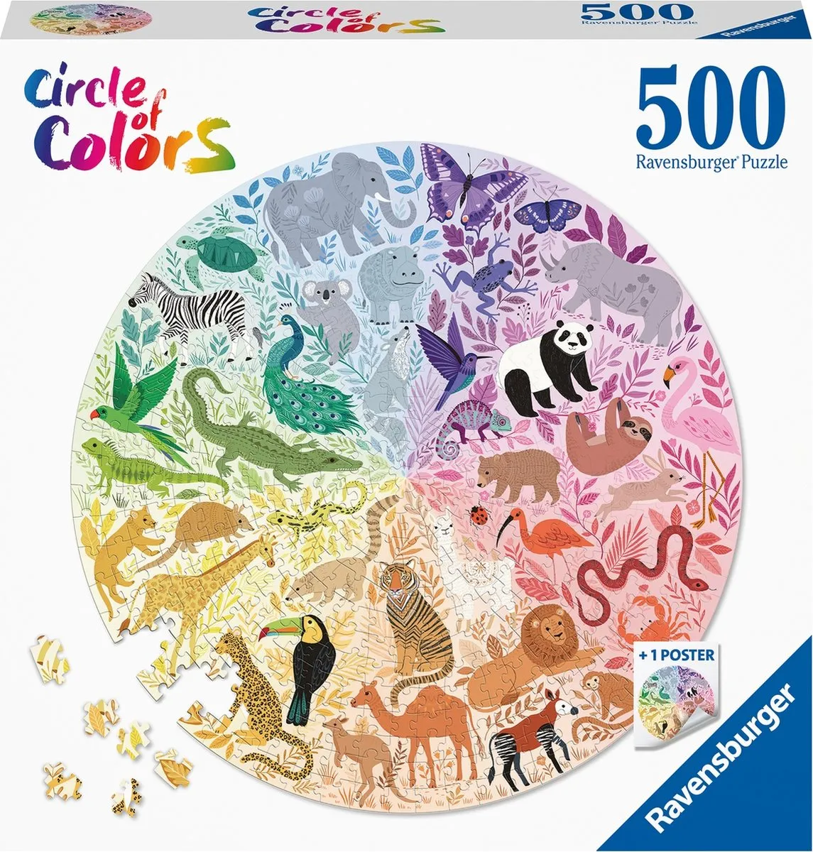 Ravensburger Round Puzzle Circle of Colors Dieren 500 Stuks
