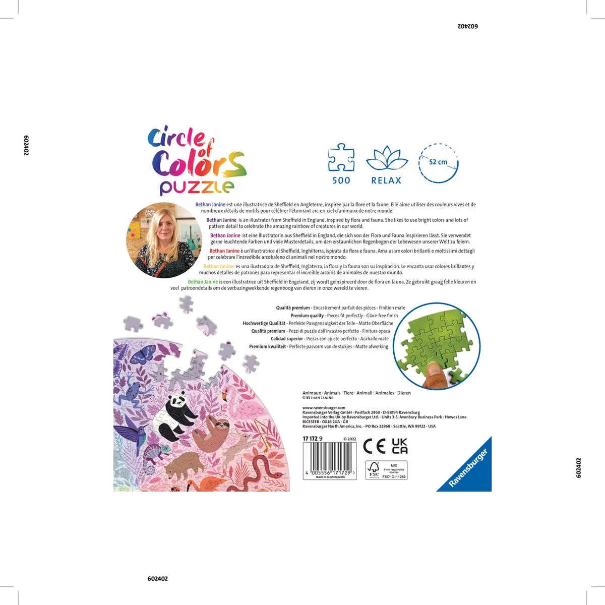 Ravensburger Round Puzzle Circle of Colors Dieren 500 Stuks