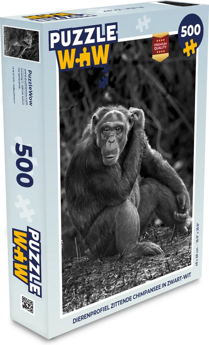 PuzzleWow Dierenprofiel Chimpansee Legpuzzel 500 Stuks