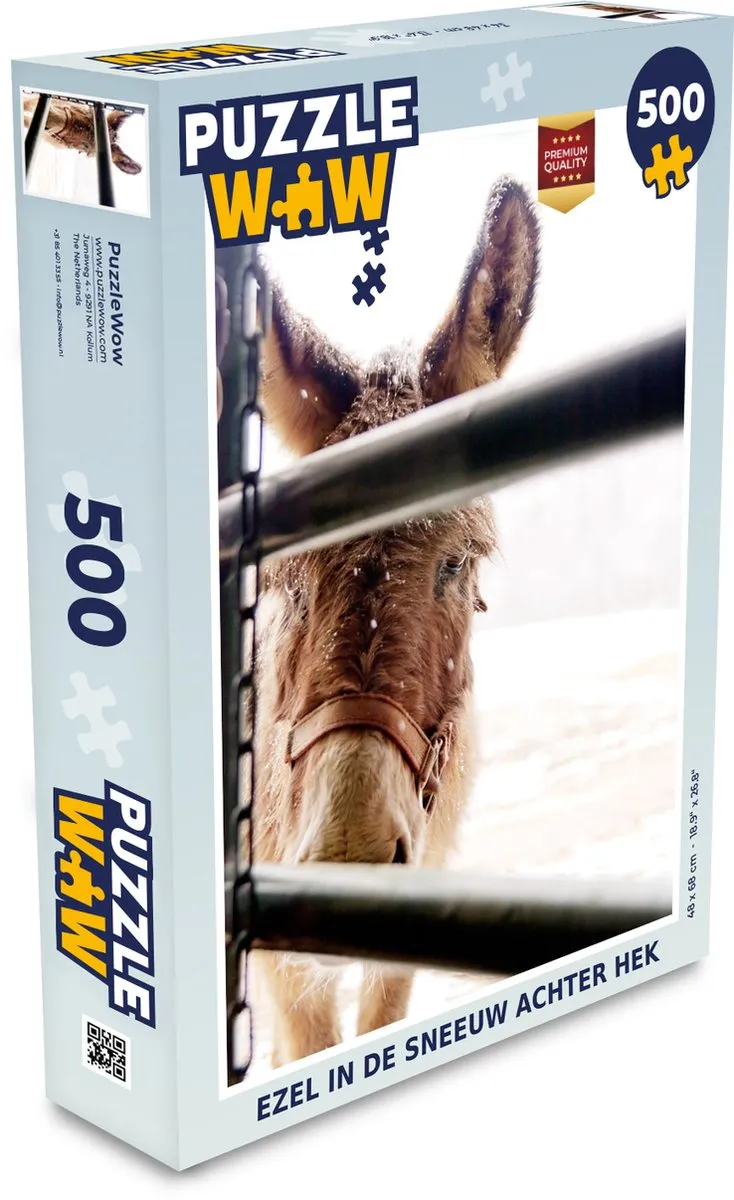 PuzzleWow Legpuzzel Ezel in de Sneeuw 500 Stuks