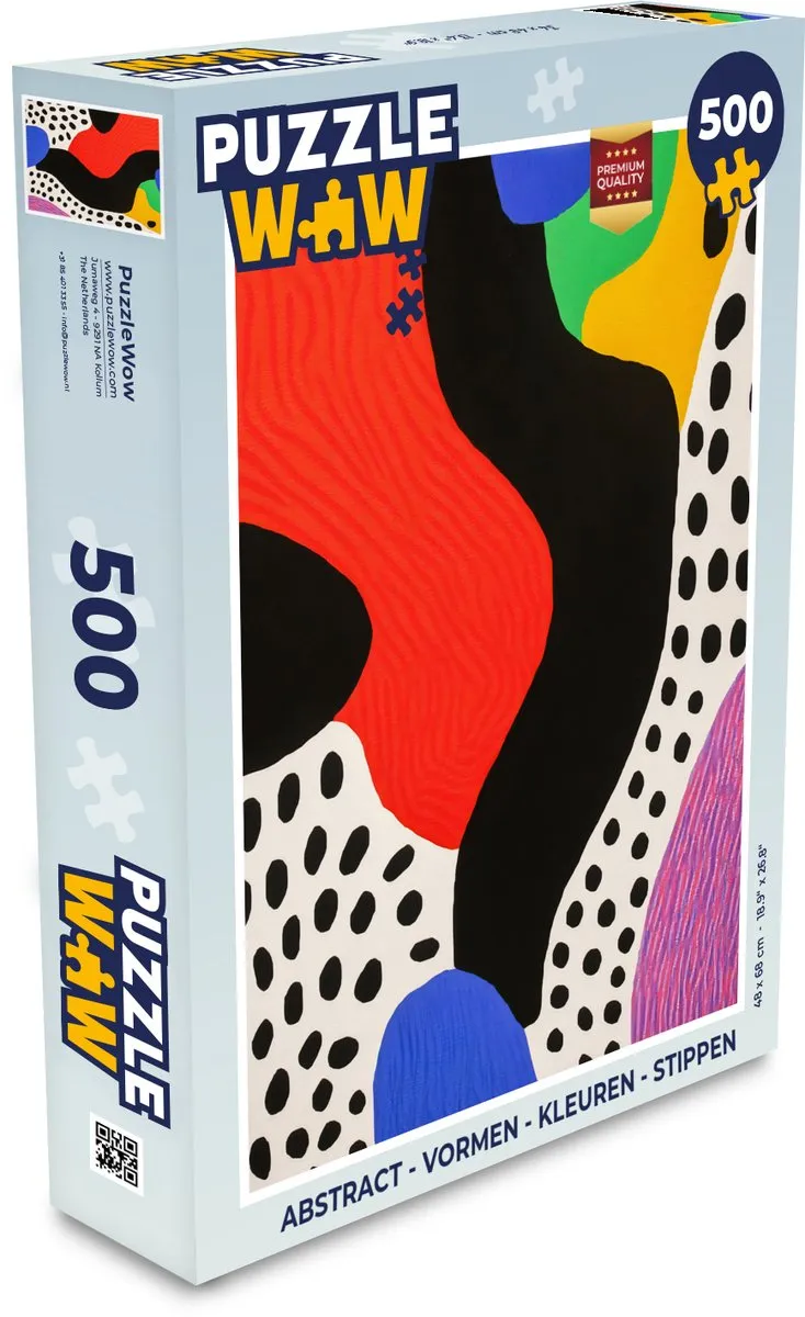 PuzzleWow Abstract Vormen Kleuren Stippen Legpuzzel 500 Stuks
