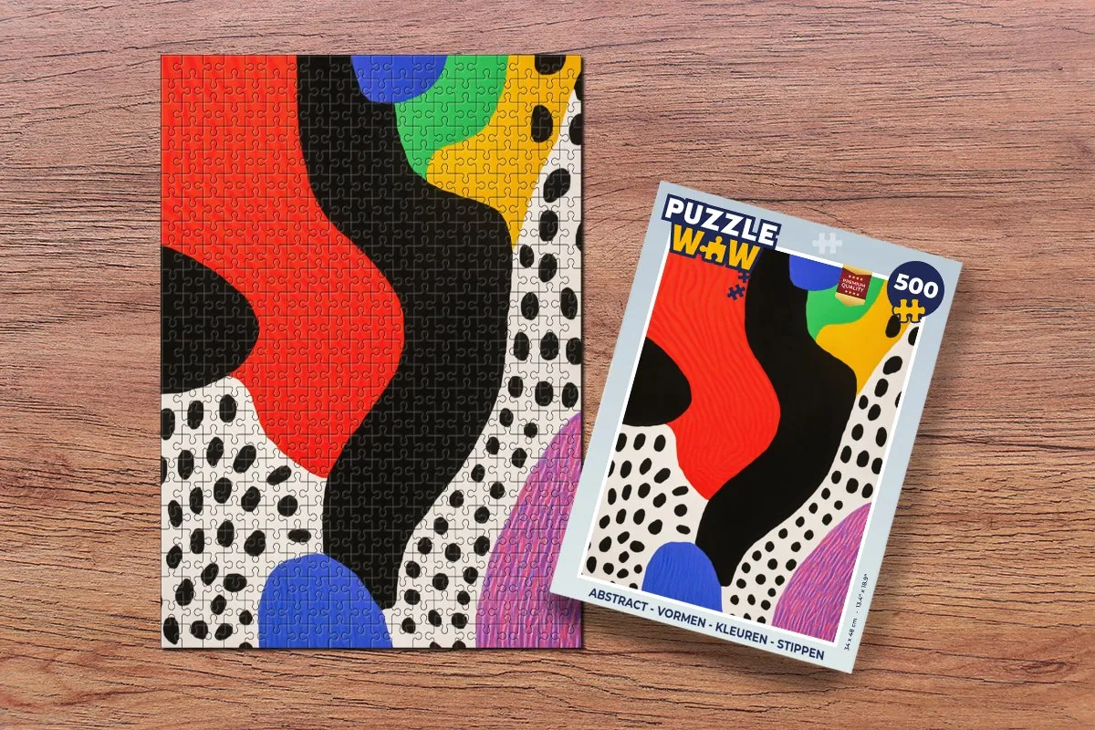 PuzzleWow Abstract Vormen Kleuren Stippen Legpuzzel 500 Stuks
