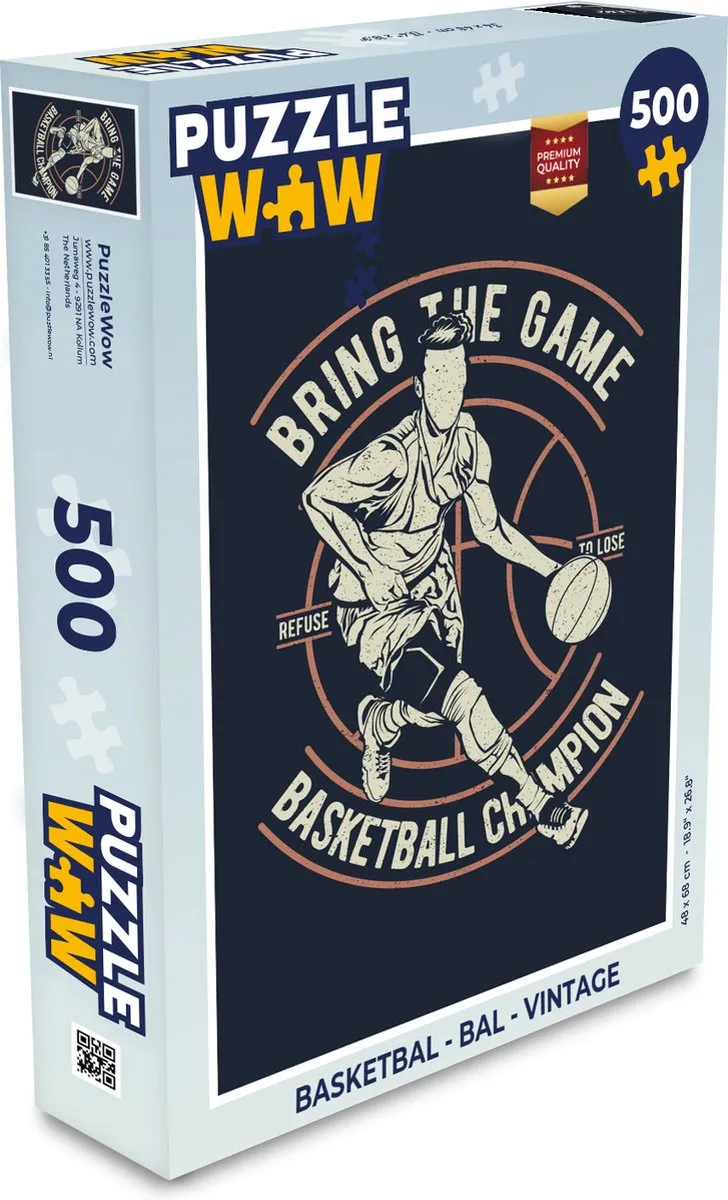 PuzzleWow Basketbal Vintage Legpuzzel 500 Stuks