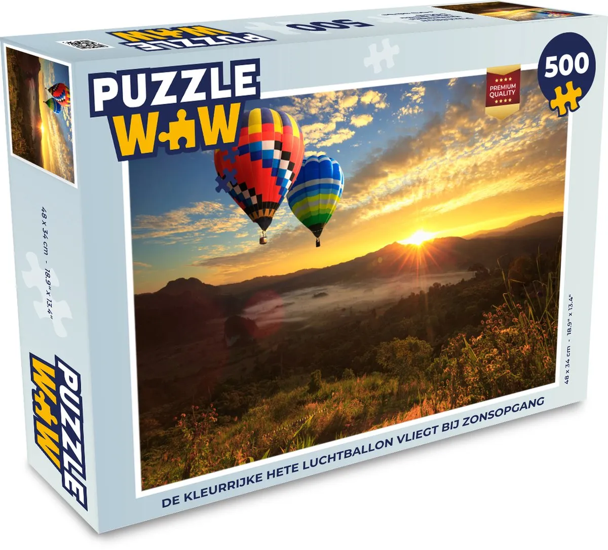 PuzzleWow Luchtballon Zon Wolken Legpuzzel 500 Stuks