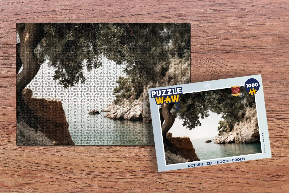PuzzleWow Legpuzzel 1000 Stuks - Rotsen Zee Boom Groen