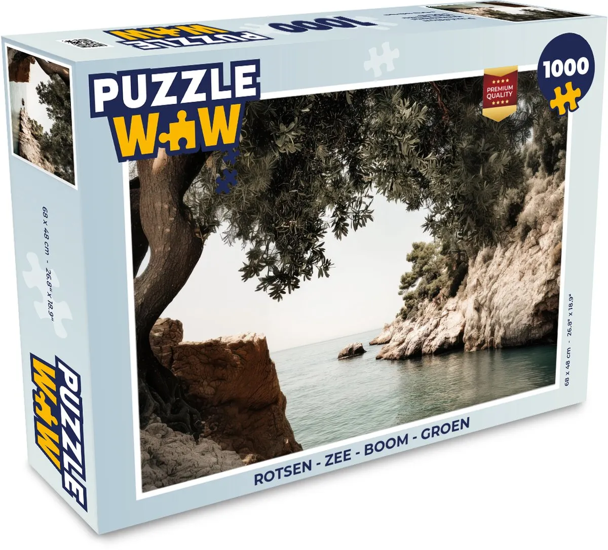 PuzzleWow Legpuzzel 1000 Stuks - Rotsen Zee Boom Groen
