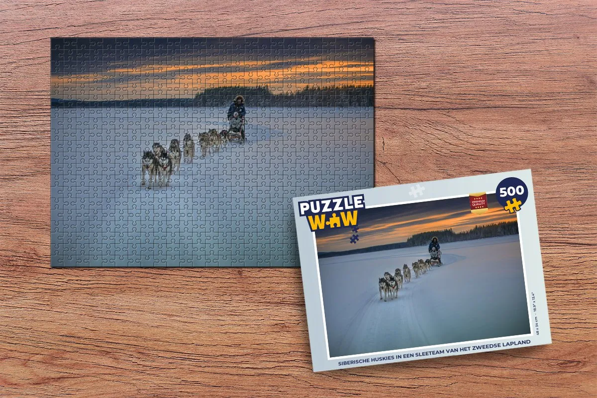 PuzzleWow Siberische Huskies Slee Team Lapland Legpuzzel 500 Stuks - Multicolor