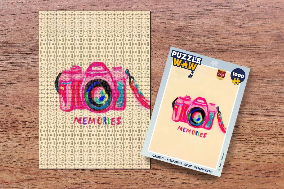 PuzzleWow Camera - Memories Legpuzzel 1000 Stuks - Roze