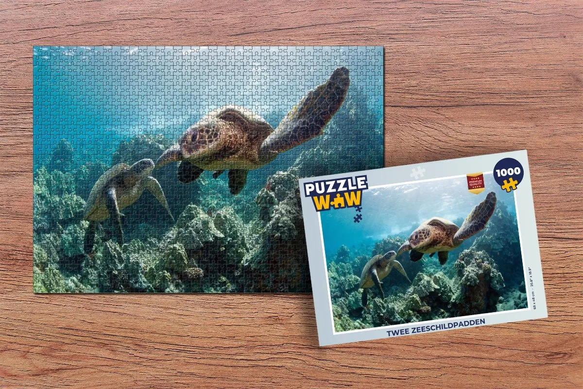 PuzzleWow Legpuzzel Twee Zeeschildpadden 1000 Stuks - Multicolor