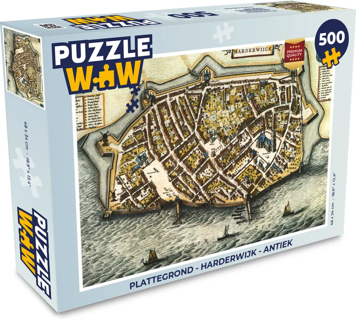 PuzzleWow Harderwijk Antiek Stadskaart Legpuzzel 500 Stuks