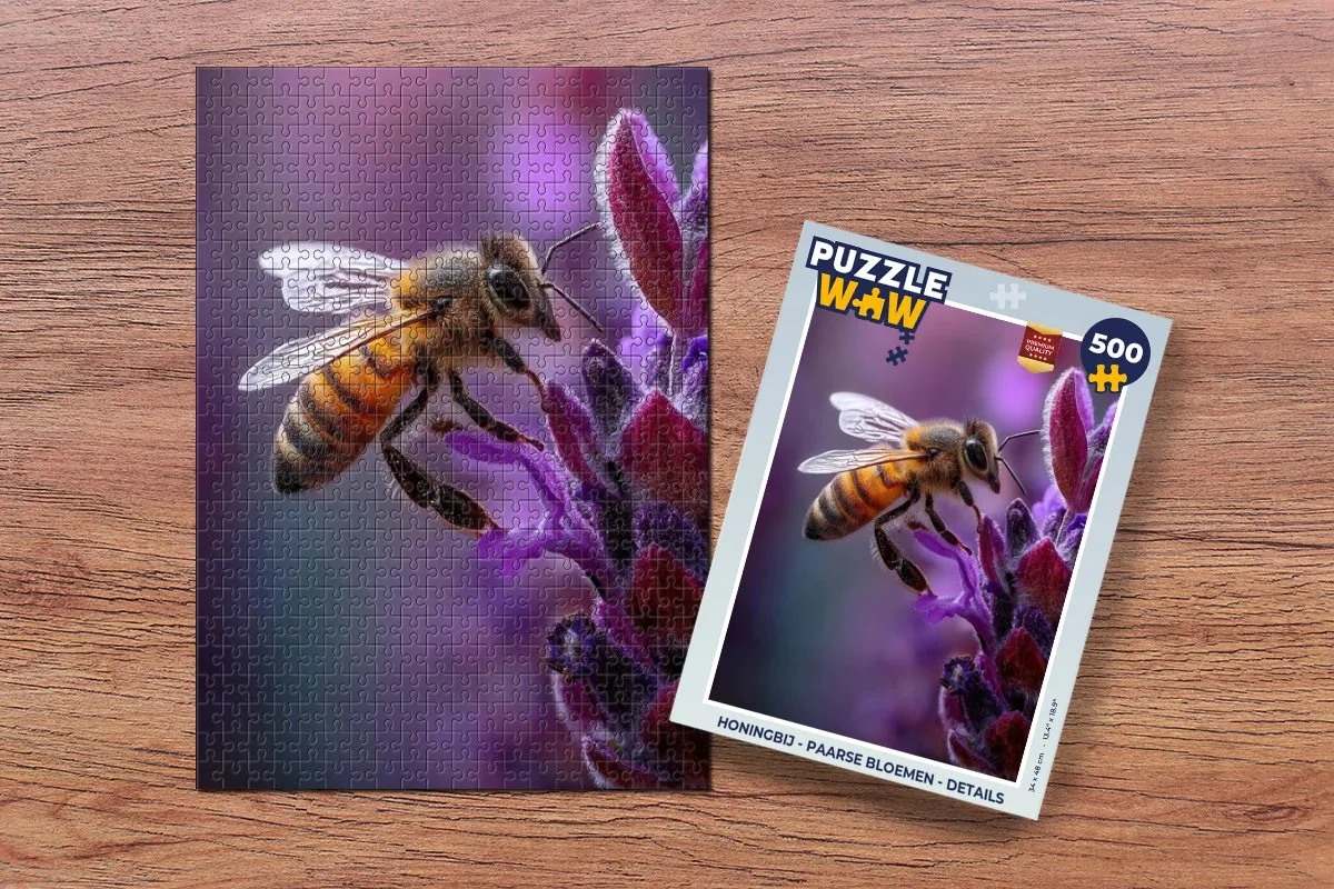 PuzzleWow Honingbij Paarse bloemen Legpuzzel 500 Stuks - MPN 8721414230433