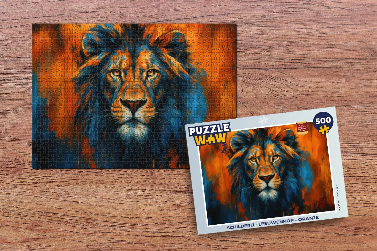 PuzzleWow Leeuwenkop Legpuzzel 500 Stuks - Oranje