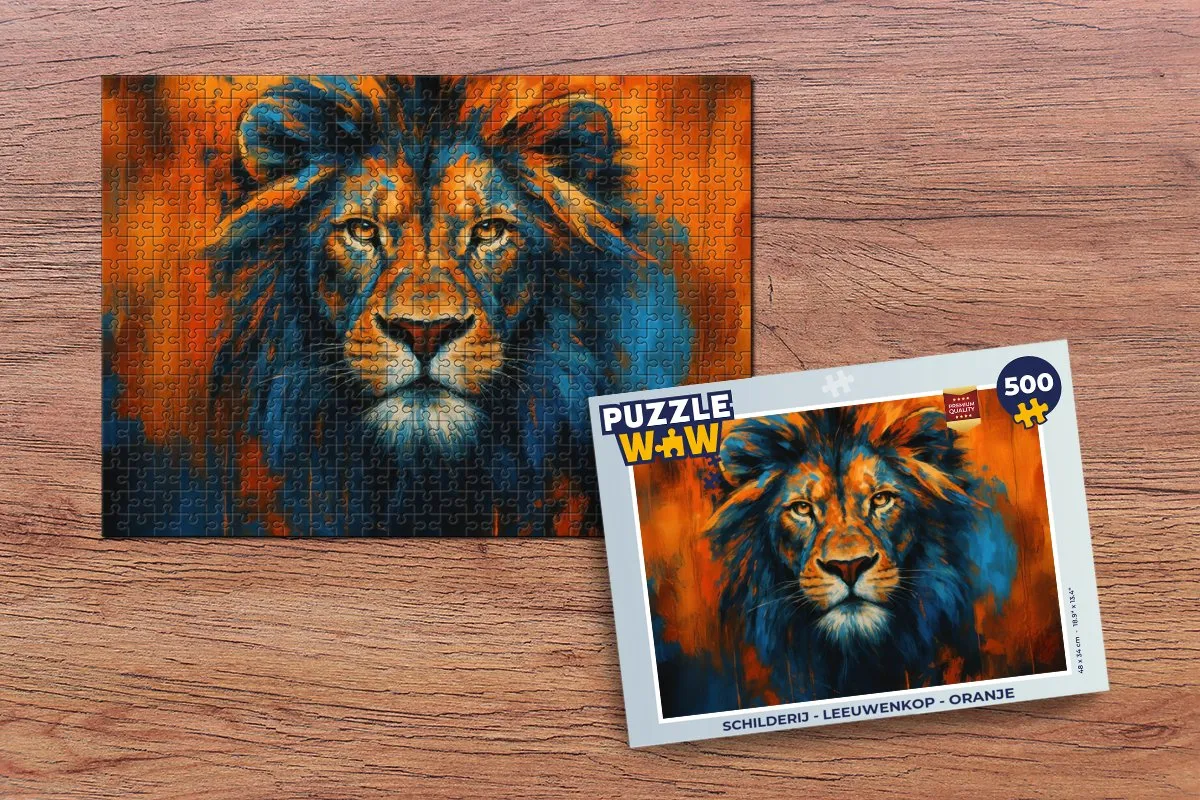 PuzzleWow Leeuwenkop Legpuzzel 500 Stuks - Oranje