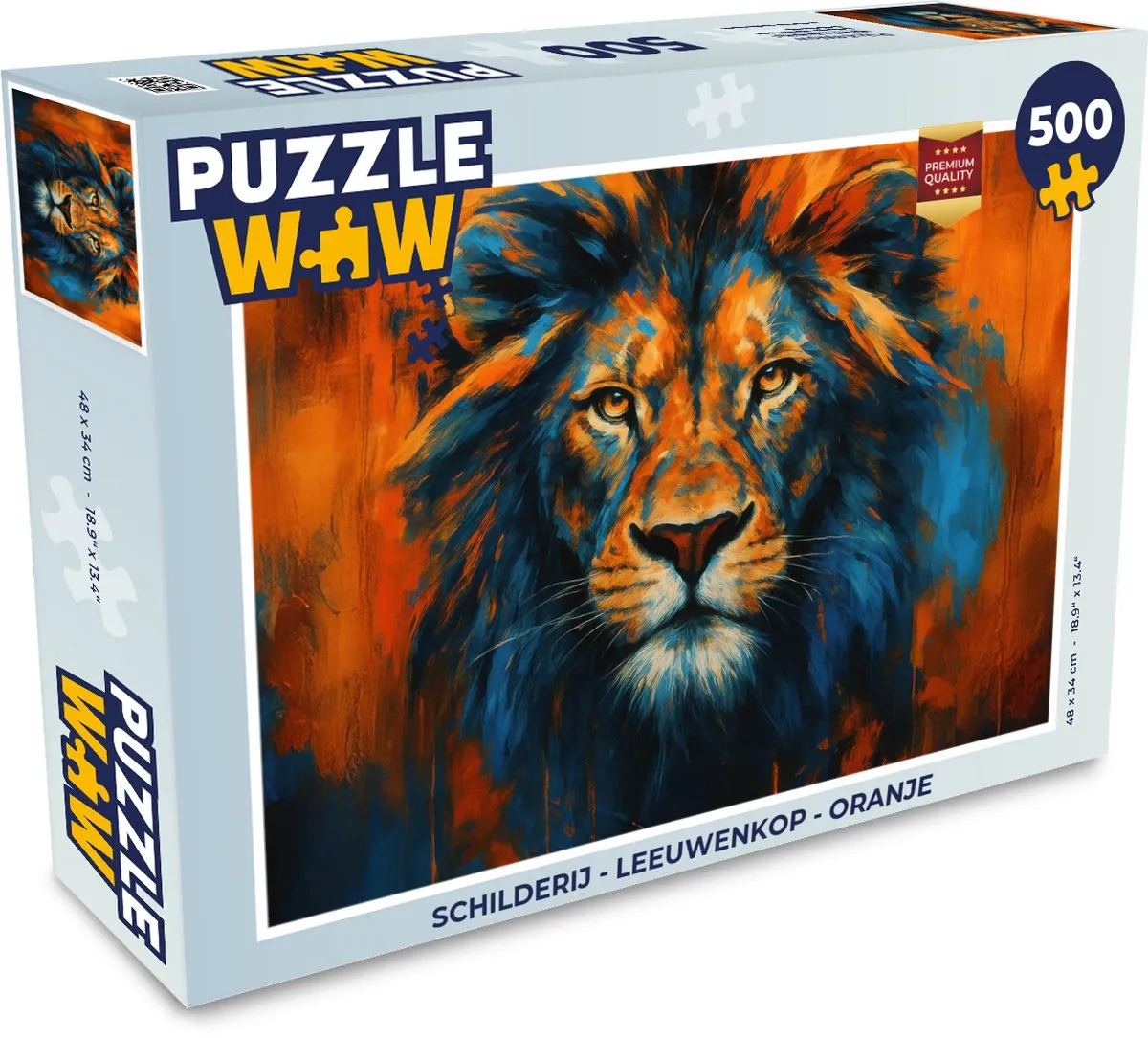 PuzzleWow Leeuwenkop Legpuzzel 500 Stuks - Oranje
