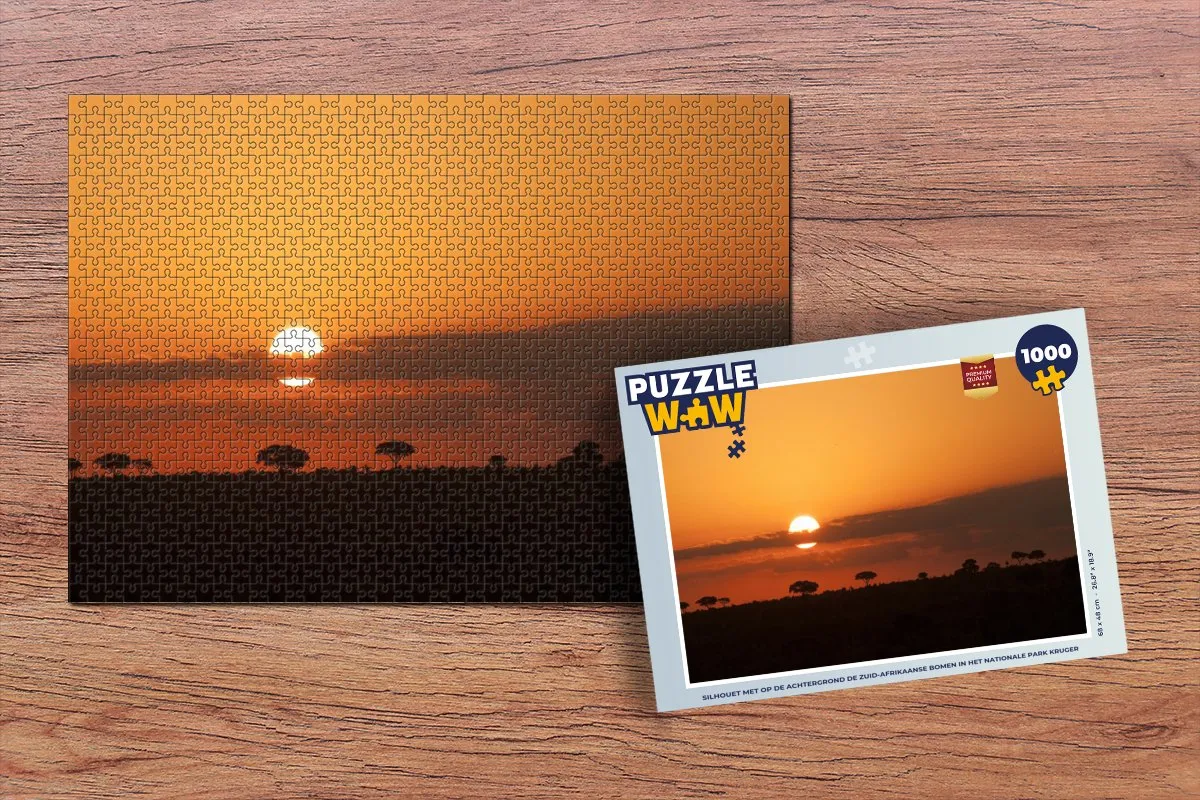 PuzzleWow Silhouet Kruger Park Legpuzzel 1000 Stuks - Multicolor